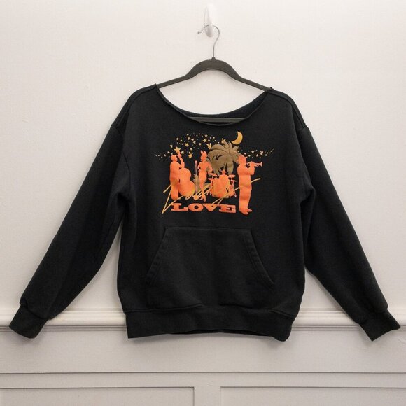 Playboy Graphic Sweatshirt | Size S | Black “Love Jazz Band” Crewneck - Picture 2 of 4